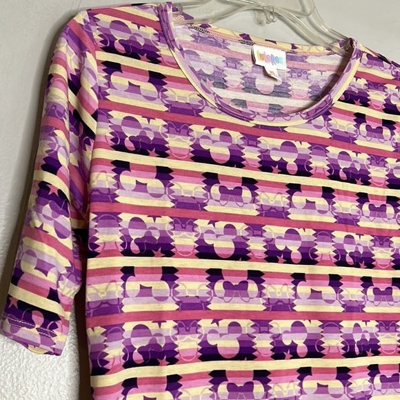 NEW LuLaRoe DISNEY JULIA DRESS Mickey Minnie Mouse Stripes Pink Purple nwt XS - Picture 1 of 5